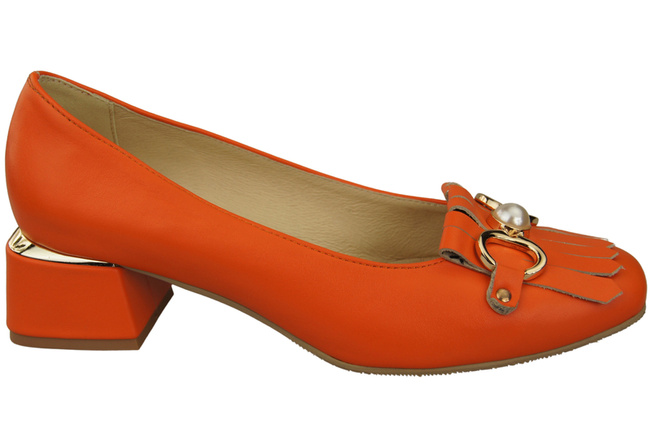 Damenschuhe Pumps verziert mit Fransen Orange Naturleder 195 ElitaBut