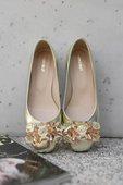 Damen Gold Pumps mit Kristallen flach Naturleder 216 ElitaBut