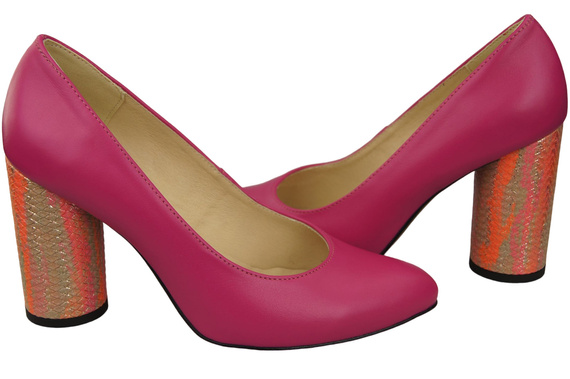 Damenschuhe Pumps Lila Naturleder Bunter Zierabsatz 194 ElitaBut