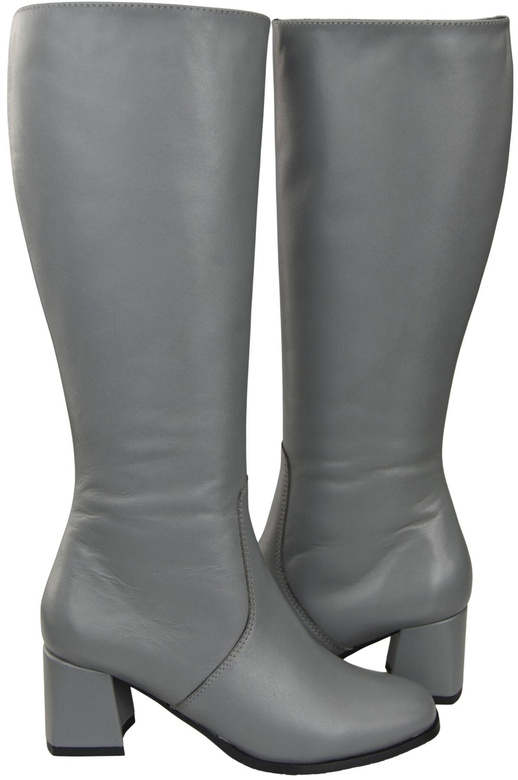 Bequeme Damen Aschgrau Niedrig Absatz Stiefel Naturleder 212 ElitaBut