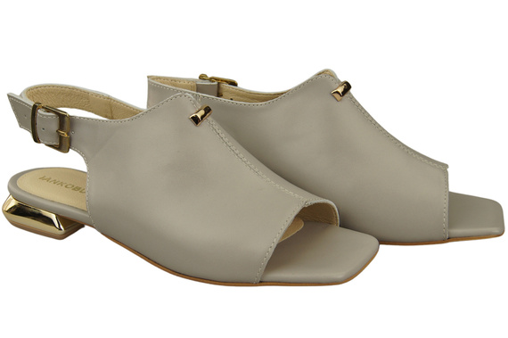 Bequeme Frauenschuhe Sandalen Helle Esche Flacher Goldabsatz Naturleder 207 ElitaBut