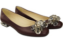 Damen Burgund Pumps mit Kristallen flach Naturleder 216 ElitaBut