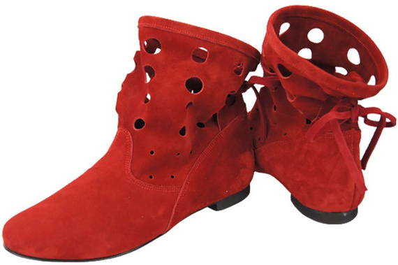 Schuhe Damen-Stiefeletten, natürliches Veloursleder, Rot 160 ElitaBut