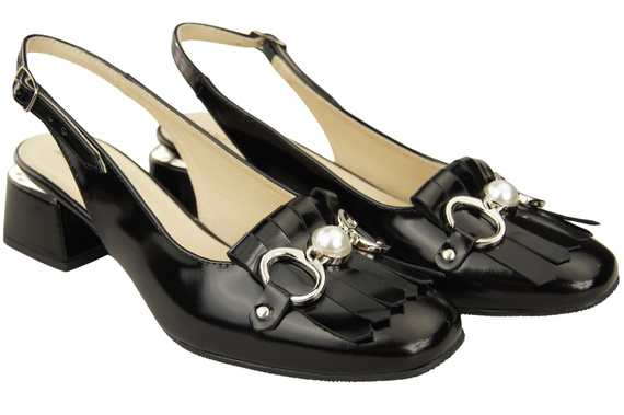 Damenschuhe Schwarz glänzend Sandalen mit Fransen verziert Naturleder 208 ElitaBut