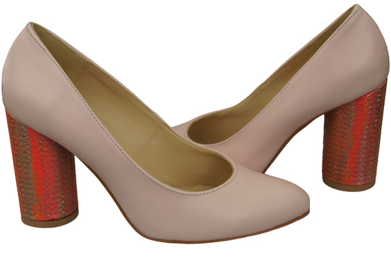 Damenschuhe Pumps rosa Puder Naturleder Bunt Zierabsatz 194 ElitaBut