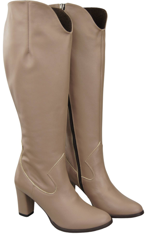 Stilvolle Damen Cappuccino Dunkel Stiletto Stiefel Naturleder 211 ElitaBut