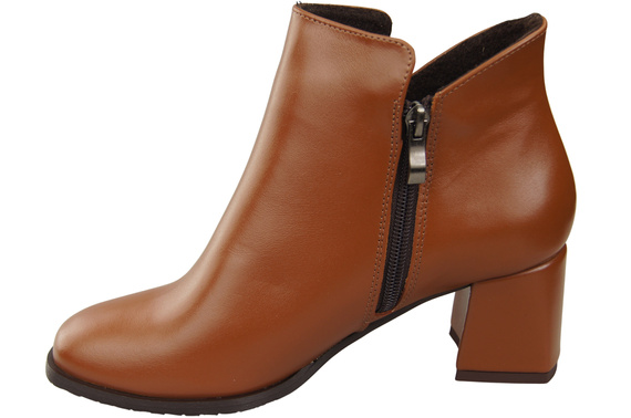 Damen-Stiefeletten ElitaBut 226 Braun aus Naturleder, gefüttert, eckige Zehenkappe, Blockabsatz