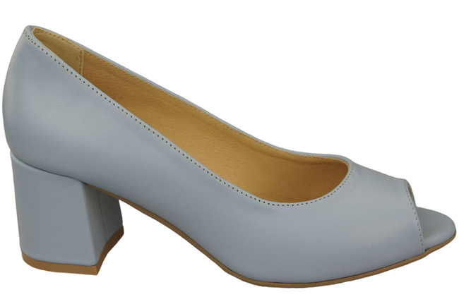 Damenschuhe PEEP TOE Pumps Hellblaues Naturleder mit beschichtetem Absatz 192 ElitaBut