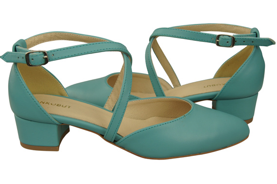 Damen Sandalen Echtleder Türkis mit Riemen Niedriger Absatz 223 ElitaBut