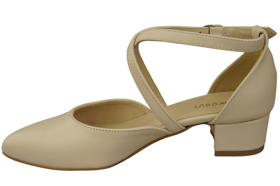Damen Sandalen Echtleder Beige mit Riemen Niedriger Absatz 223 ElitaBut