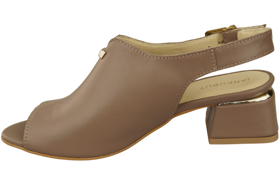 Damenschuhe Cappuccino Sandalen Dunkelgoldene Schnalle Naturleder 198 ElitaBut