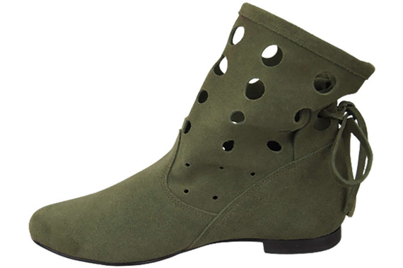 Schuhe Damen-Stiefeletten, natürliches Veloursleder, Flaschengrün 160 ElitaBut