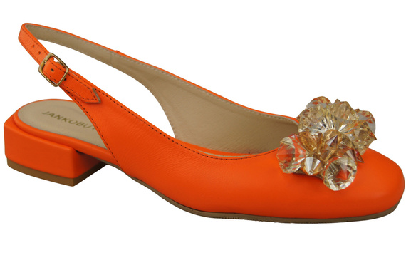 Damen Schuhe Orange Sandalen mit Kristallen Naturleder 215 ElitaBut