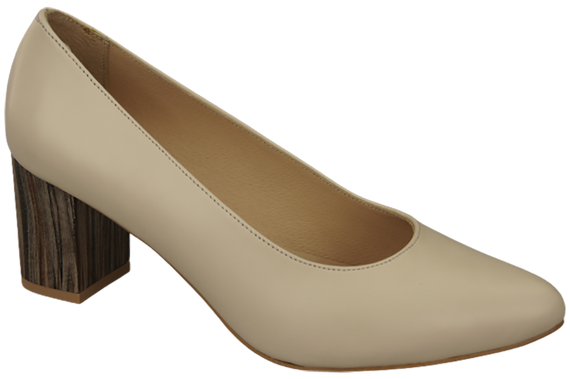 Damenschuhe Beige Pumps Naturleder mit Zierabsatz 157 ElitaBut