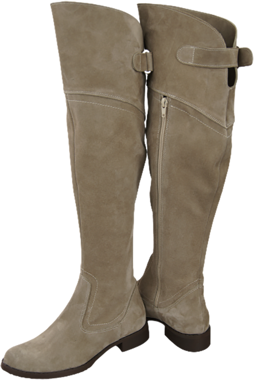 Schuhe Damenstiefel Stiefel Overknee-Stiefel, Naturleder, Velours, Beige 154 ElitaBut