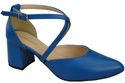 Elegante Blau Ledersandalen mit offener Seite und stabilem Absatz 218 ElitaBut