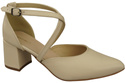 Elegante Beige Ledersandalen mit offener Seite und stabilem Absatz 218 ElitaBut