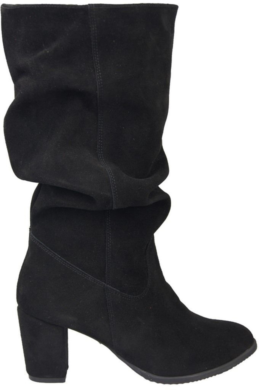 Schuhe Damenstiefel, Naturleder, Velours 141 Schwarz ElitaBut