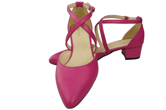 Damen Sandalen Echtleder Purpurfarbig mit Riemen Niedriger Absatz 223 ElitaBut