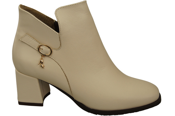 Damen-Stiefeletten ElitaBut 226 Beige aus Naturleder, gefüttert, eckige Zehenkappe, Blockabsatz
