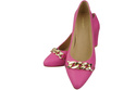 Klassische Frauen Fuchsia Naturleder Schuhe mit Gold Ornament Kette 200 ElitaBut