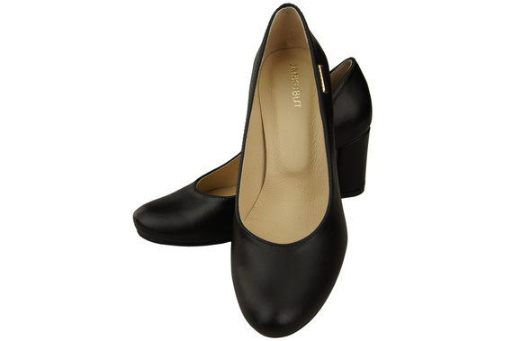 Klassische Damen Schwarz Naturleder Mandelnase Kürbisschuhe 201 ElitaBut