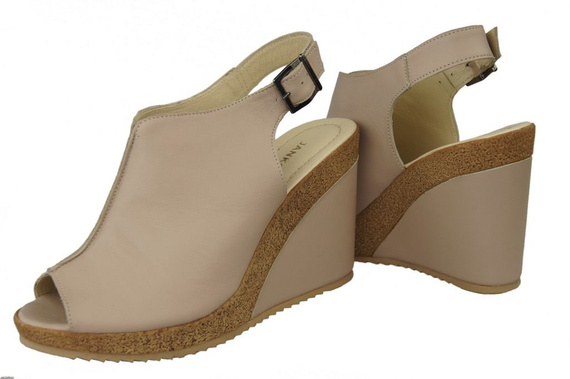 Schuhe Damen Sandalen Keil Naturleder Cappuccino Lico 992 ElitaBut