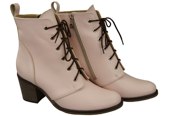 Winter-Schnürstiefel für Damen, Naturleder, Puderrosa 188 von ElitaBut