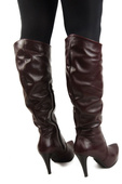Schuhe Damenstiefel Plateau Naturleder Burgund 120 ElitaBut
