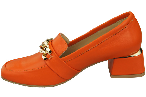 Damenschuhe mit Zierkette Pumps Mokassins Naturleder 193 Orange ElitaBut
