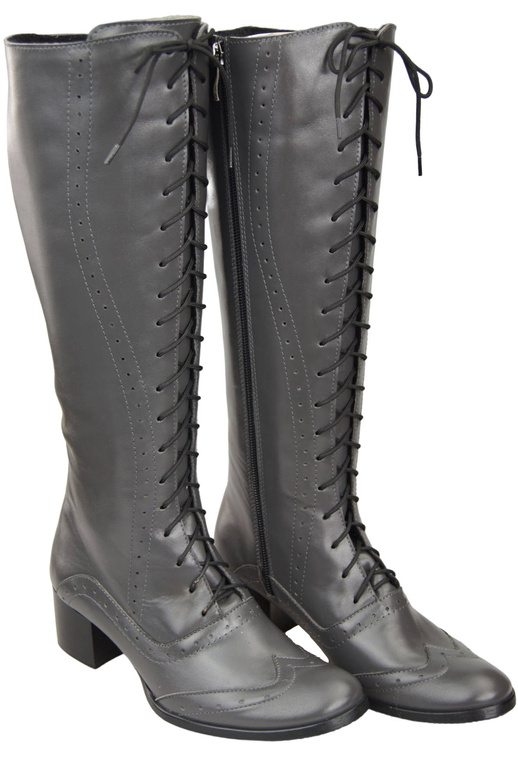 Damenschuhe Schnürstiefel, Naturleder, Graphit 595 ElitaBut