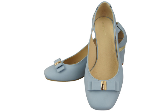 Schuhe Damen Hellblau Pumps aus Naturleder mit dekorativem Absatz 199 ElitaBut
