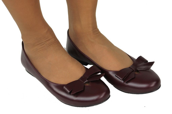 Damen-Ballerinas, Burgunderrot, Naturleder 998 ElitaBut