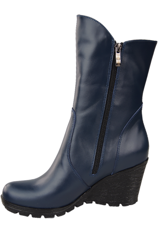 Damen-Keilstiefel, Naturleder, Marineblau 750 ElitaBut