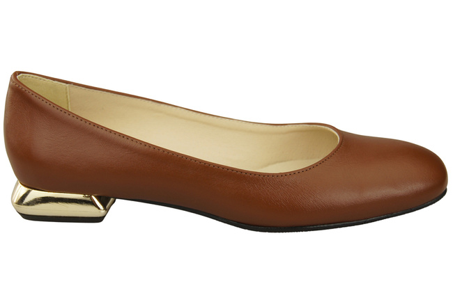 Flache Frauen Schuhe Braun Dekorative Ferse Naturleder 209 ElitaBut