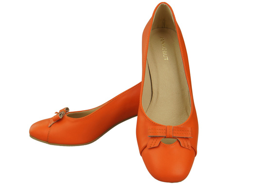 Damen Pumps mit Schleife Orange Naturleder und niedrigem Absatz 203 ElitaBut