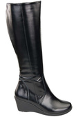 Schuhe Damen-Keilstiefel, Naturleder, Schwarz, Glänzend 177 ElitaBut