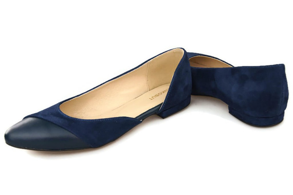 Damenschuhe Ballerinas Marineblau, Naturleder, Wildleder 146 ElitaBut