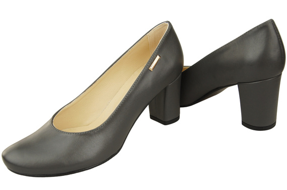 Klassische Damen Graphite Leder Mandel Nase Pumps 201 ElitaBut