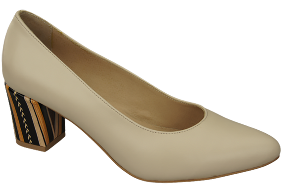 Damenschuhe Beige Pumps Naturleder mit Zierabsatz 158 ElitaBut