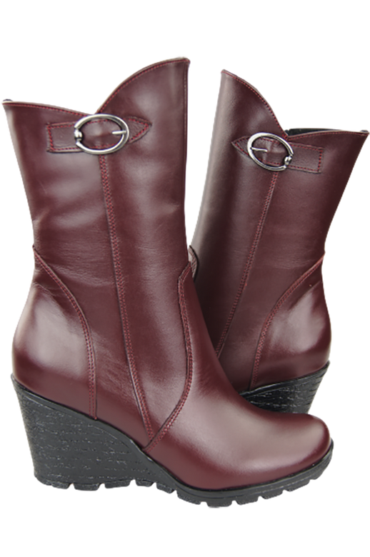 Damen-Keilstiefel, Naturleder, Burgund 750 ElitaBut