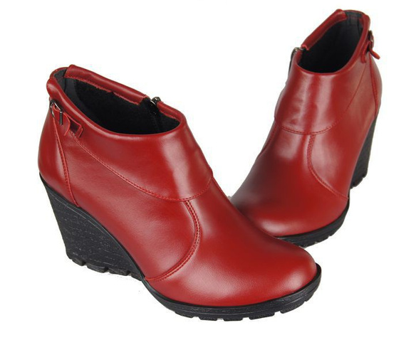 Damenschuhe Keilstiefel, Naturleder, Rot 739 ElitaBut