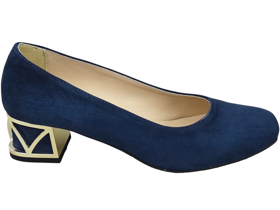 Bequeme Damenschuhe Marineblau Pumps mit dekorativem Absatz Natürliches Wildleder 219 von ElitaBut