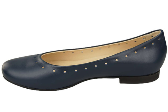 Damenschuhe Bequeme Ballerinas, Naturleder, Marineblau 162 ElitaBut
