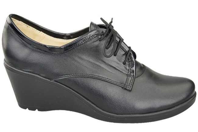 Damenschuhe mit Keilabsatz, Naturleder, Schwarz 181 ElitaBut