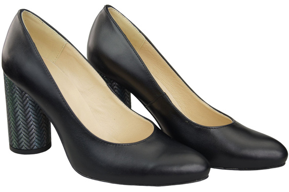 Damenschuhe Pumps Schwarz Naturleder Bunter Zierabsatz 194 ElitaBut