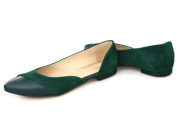 Damenschuhe Malachit-Ballerinas, natürliches Wildleder 146 ElitaBut