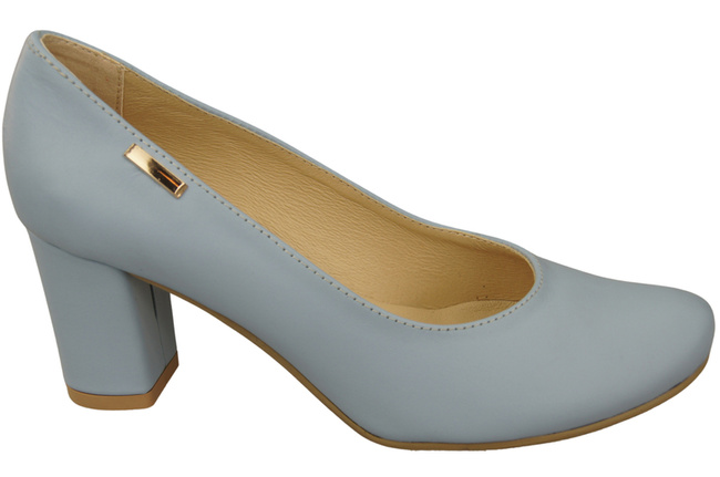 Klassische Damen Hellblaues Leder Mandel Nase Pumps 201 ElitaBut