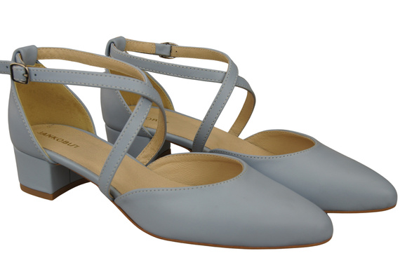 Damen Sandalen Echtleder Hellblau mit Riemen Niedriger Absatz 223 ElitaBut