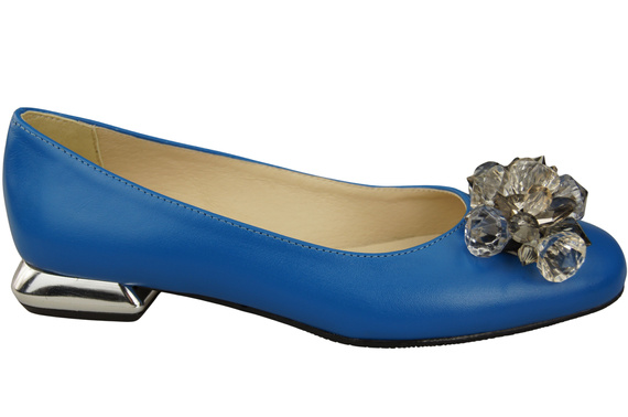 Damen Blau Pumps mit Kristallen flach Naturleder 216 ElitaBut